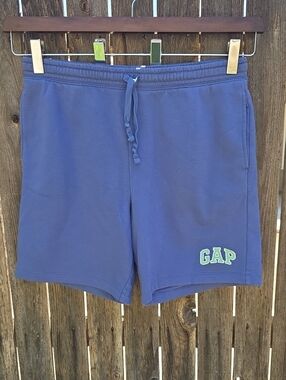 GAP Men's Blue Logo Athletic Shorts Elastic Drawstring Waist